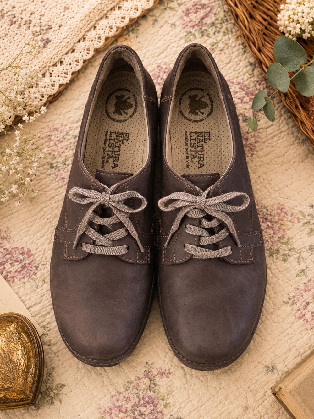 Vintage El Natura Lista Brown Leather Lace Up Shoes 40